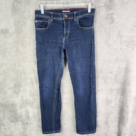 Womens Tommy Hilfiger Slim Straight Denim Blue Jeans Cotton Blend Hi Rise 16 - Picture 2 of 11